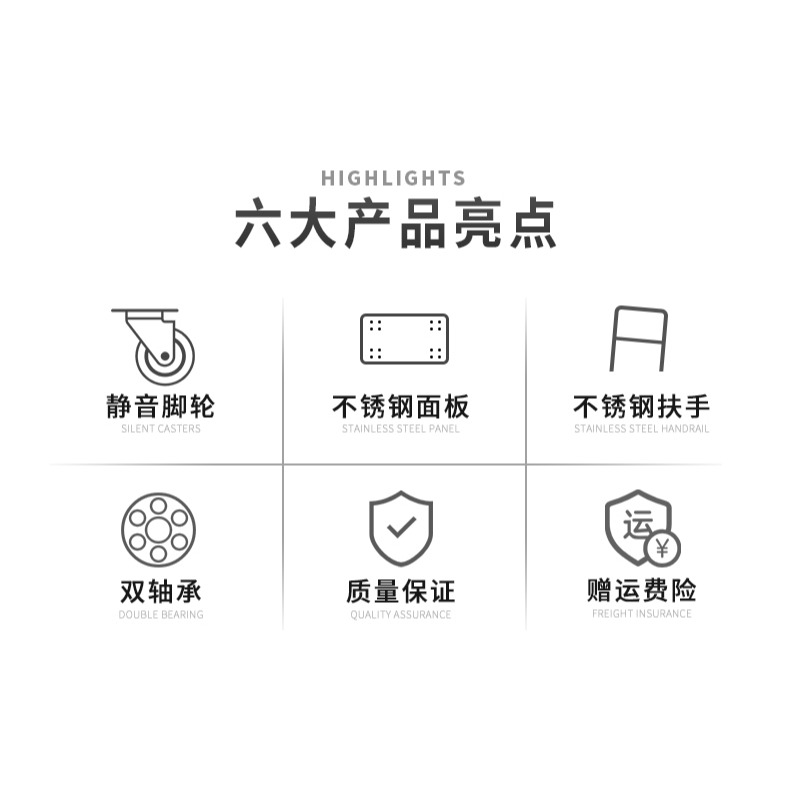 不銹鋼折疊平板車手推車手拉車推貨車靜音小推車拉貨車拖車小拉車-細節圖8