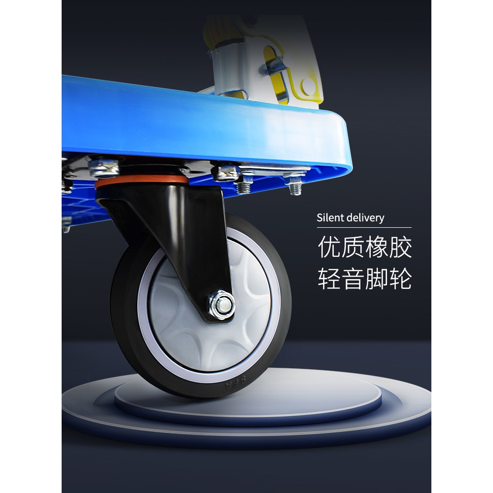 手推車拉貨平板車折疊小推車家用搬運車拖車快遞購物車加厚拖車-細節圖3