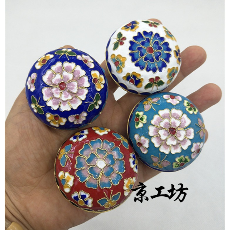 景泰藍粉盒 北京景泰藍銅胎掐絲粉盒1.5寸出國送景泰藍工藝品國粹-細節圖3