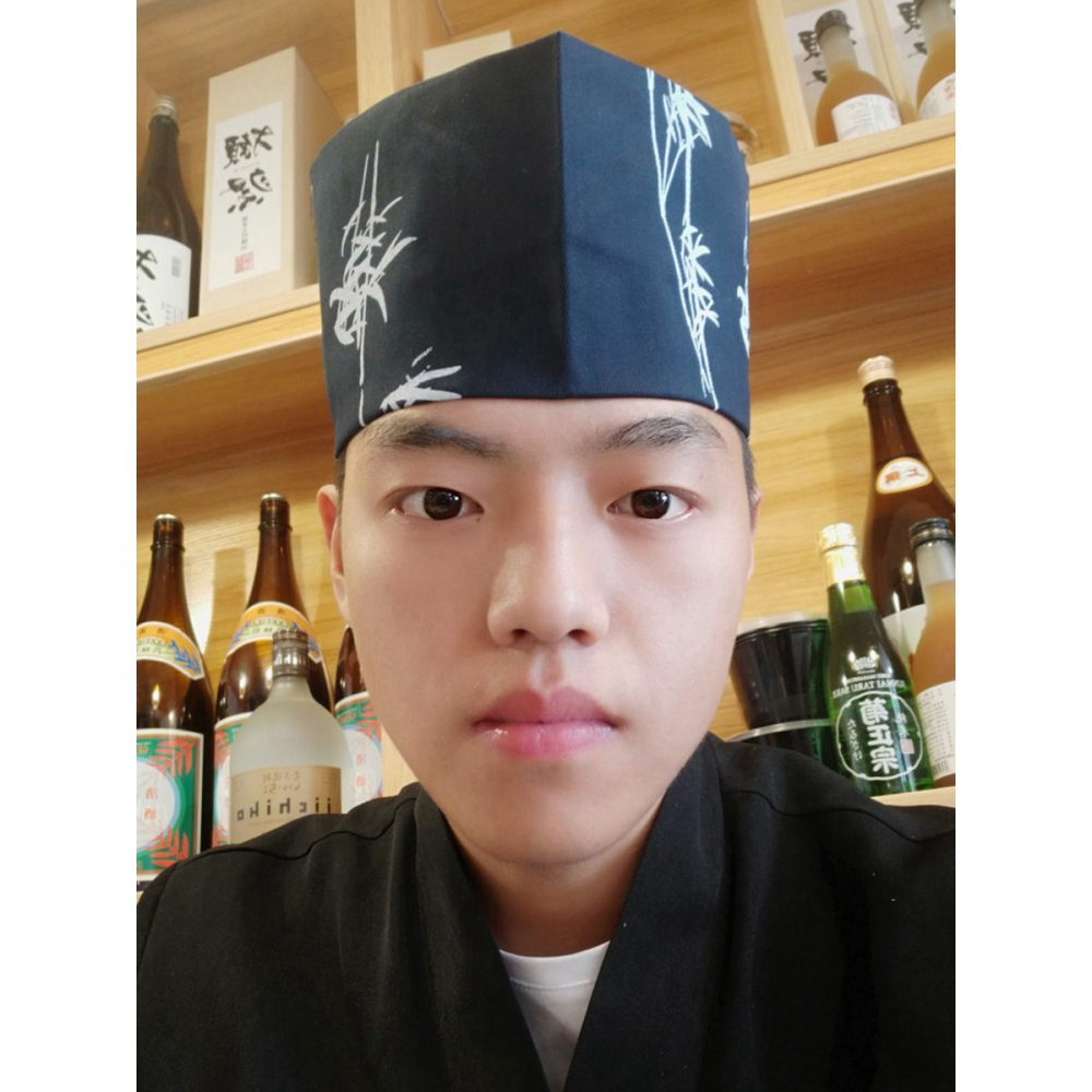 日式壽司帽廚師帽料理餐廳包頭帽男女服務員廚師工作帽子純色布帽-細節圖2