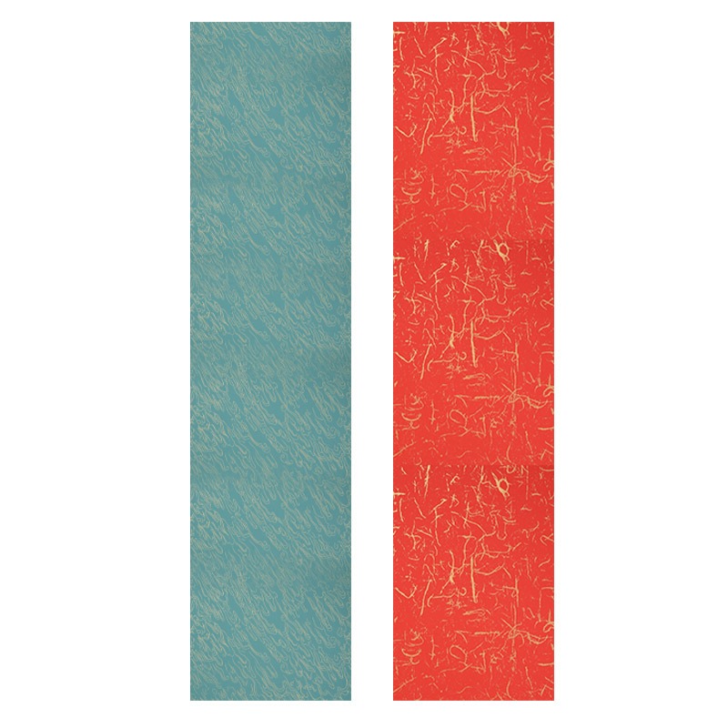 怡墨軒四尺六尺對開條屏瀛海熾焰箋毛筆書法作品宣紙半生半熟蠟染金絲箋彩色宣紙小楷用參賽國展用紙對聯紙-細節圖5