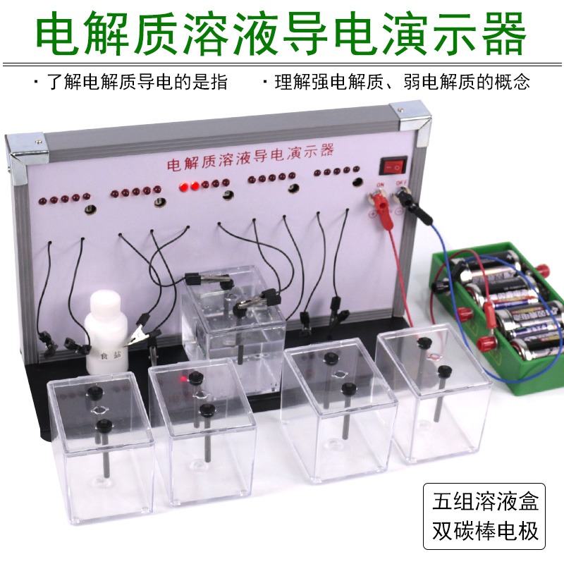 電解質溶液導電演示器J2639中學電化學實驗器材教學儀器導電測試儀器初中LED發光二極管導電電流強弱-細節圖2