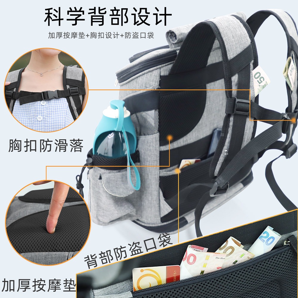 大容量貓包外出便攜拉桿箱透氣寵物揹包貓咪雙肩包外帶狗包裝兩只-細節圖4