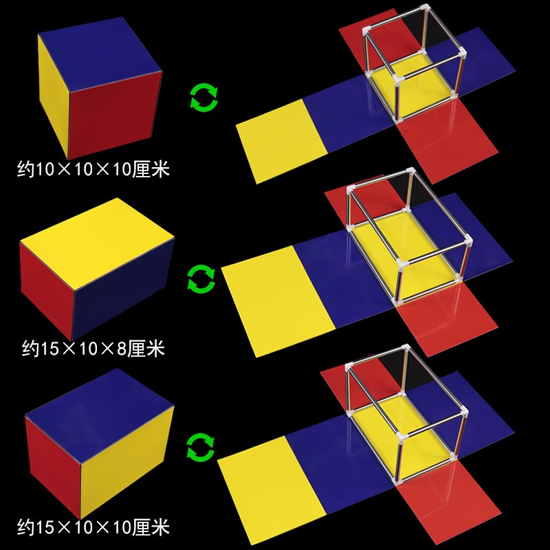 正方體長方體框架11種展開圖磁性教具棱長與表面積演示器小學五六年級學生用磁吸式數學學具教學認識立體六面-細節圖2
