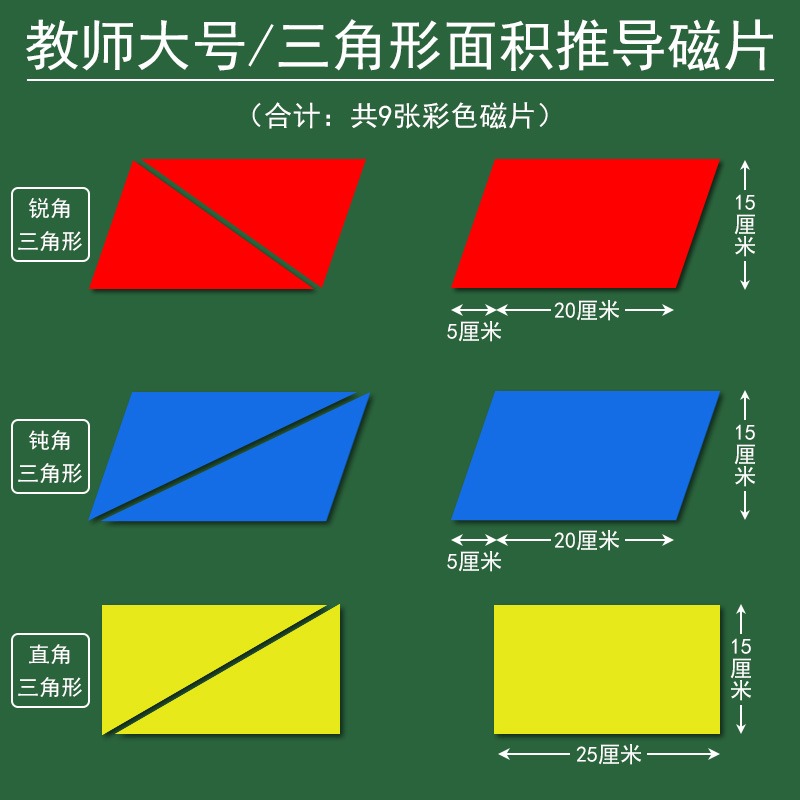 平行四邊形的面積教具梯形三角形計算公式推導磁吸長方形圖形變換小學數學教師公開課演示學具多邊形平面幾何-細節圖3