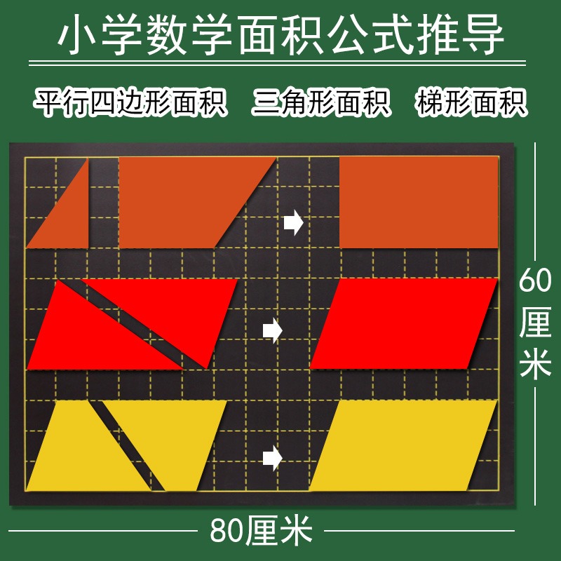 平行四邊形的面積教具梯形三角形計算公式推導磁吸長方形圖形變換小學數學教師公開課演示學具多邊形平面幾何-細節圖6