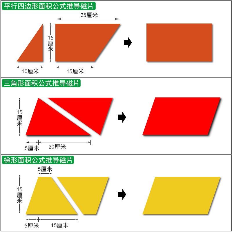 平行四邊形的面積教具梯形三角形計算公式推導磁吸長方形圖形變換小學數學教師公開課演示學具多邊形平面幾何-細節圖7