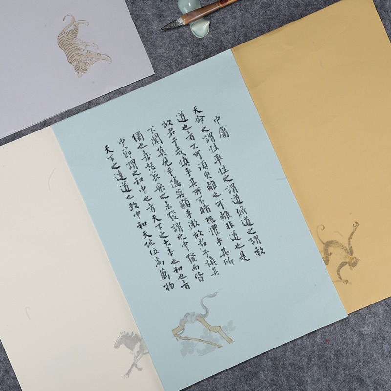 怡墨軒十二生肖手札信箋古風硬筆信紙寫信紙書法宣紙半生半熟小楷宣紙蠟染彩色宣紙批發書法專用小品宣紙-細節圖2