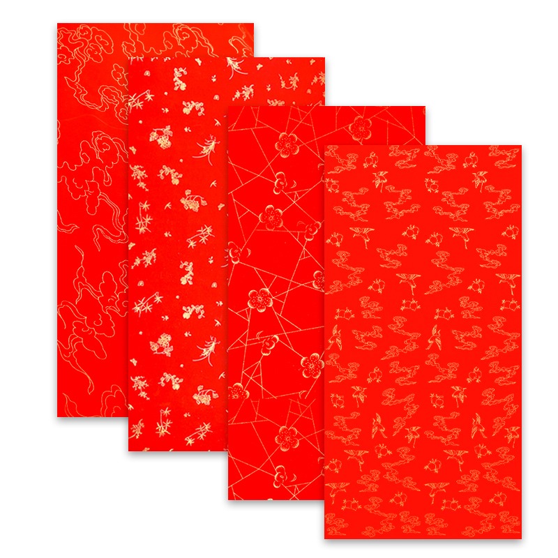 怡墨軒四尺六尺對開萬年紅灑金描龍龍鳳宣紙對聯大紅宣紙大紅紙千年紅全年紅紅色宣紙紅紙宣紙半生半熟批發-細節圖5