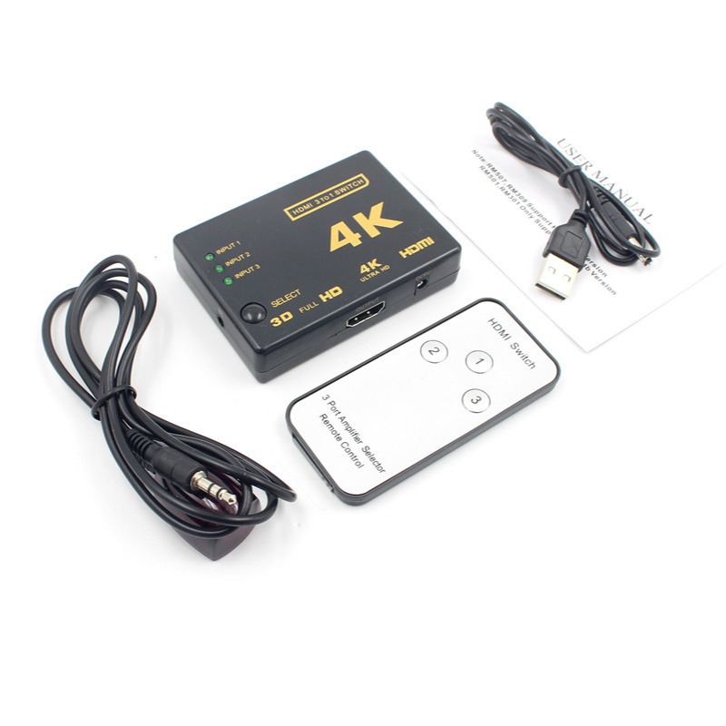 高清4K 2K帶遙控hdmi切換器三進一出3X1顯示機頂盒電腦分配轉換器-細節圖5