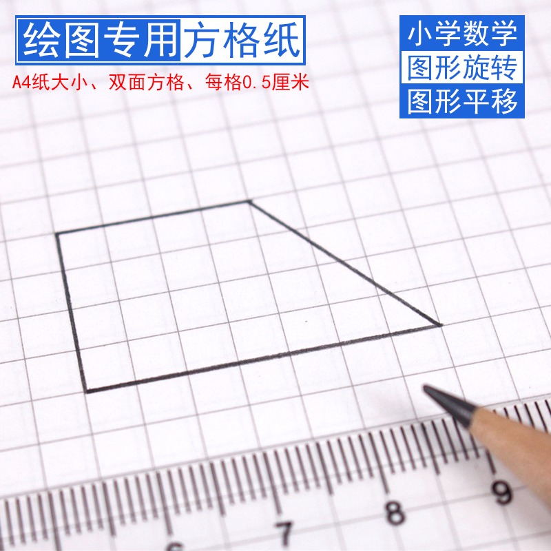 A4雙面方格紙5mm毫米0.5釐米小學數學三四年級圖形的運動平移專用坐標紙學具可手寫繪圖紙面積測量紙-細節圖6