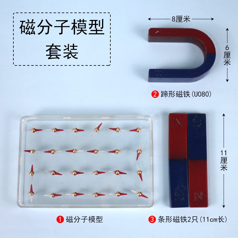磁分子模型演示器磁感線分部模擬磁體磁化和退磁物理電磁學實驗器材24只菱形小磁針教學儀器透明盒磁場效應-細節圖7
