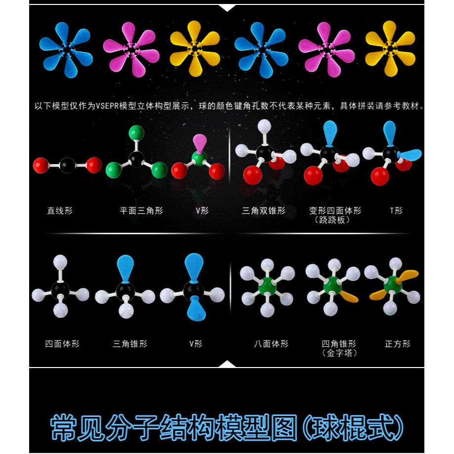 高中有機化學分子結構球棍模型有機初三無機比例晶胞模型原子分子元素空間構造vsepr SP2SP3雜化軌道電子云片-細節圖7