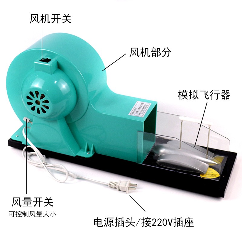 飛機升力原理演示器模型機翼升力原理飛機升力實驗器小型風洞氣體對流物理實驗器材教學儀器J21037空氣動力學-細節圖2