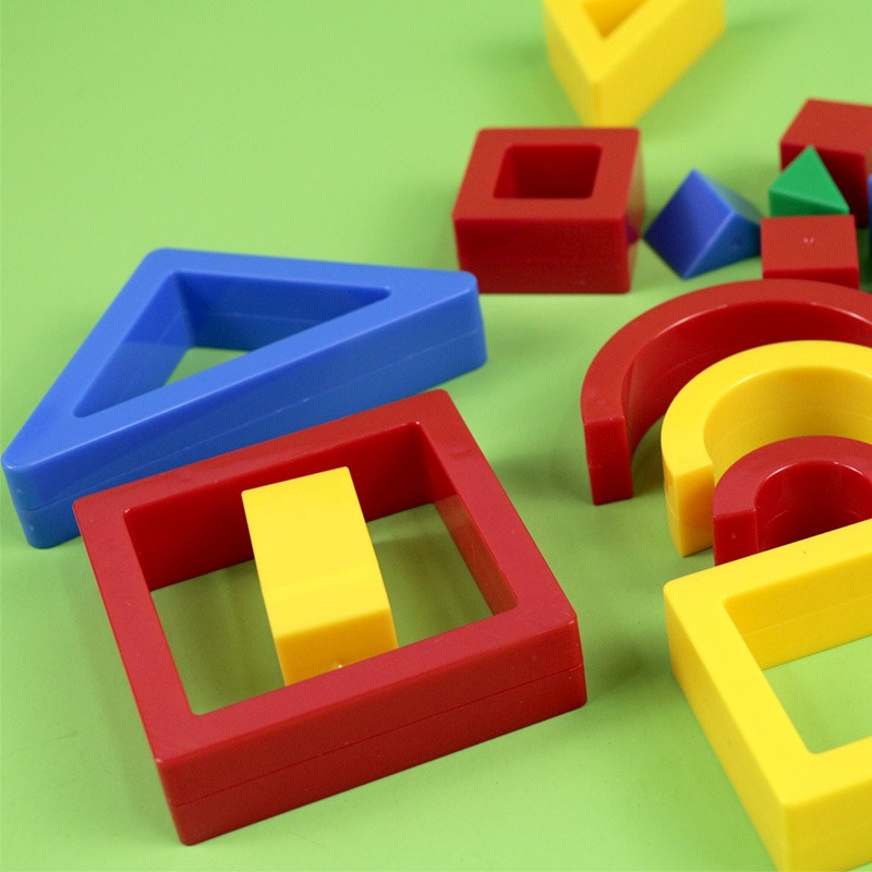 塑料積木幾何體小學數學幼兒園學前啟蒙玩具圖形的認識與拼搭半圓形圓錐體球體正方形長方形正方體長方體-細節圖7