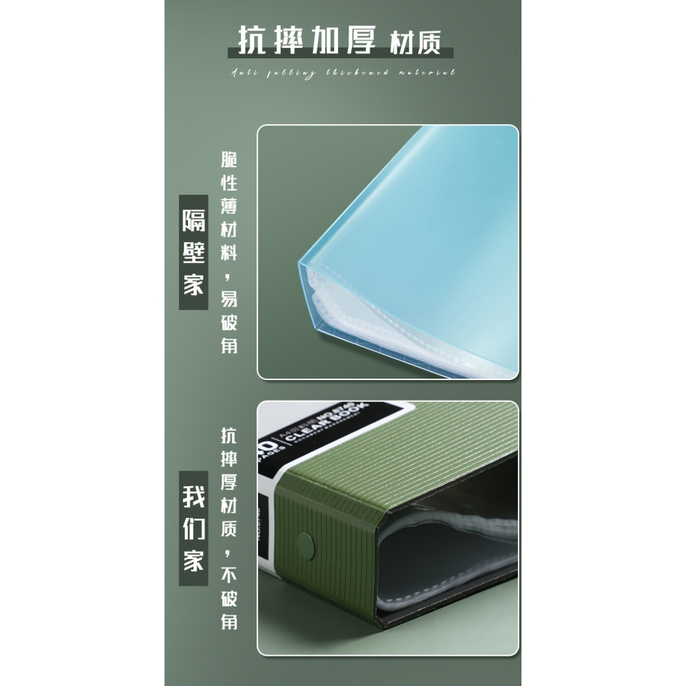 悟生A4資料冊復古文件夾100/60頁大容量插頁多功能卷子試卷收納整理神器透明檔案夾學生用活頁樂譜夾辦公用品-細節圖6