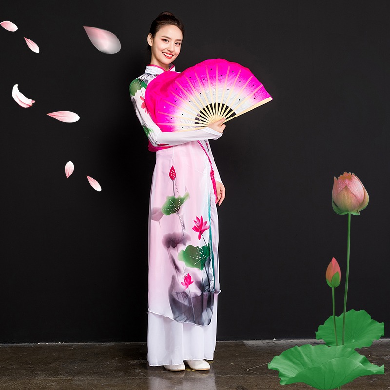 廣場舞真絲舞蹈扇雙面膠州扇秧歌扇綢子扇演出古典古風跳舞扇扇子-細節圖5