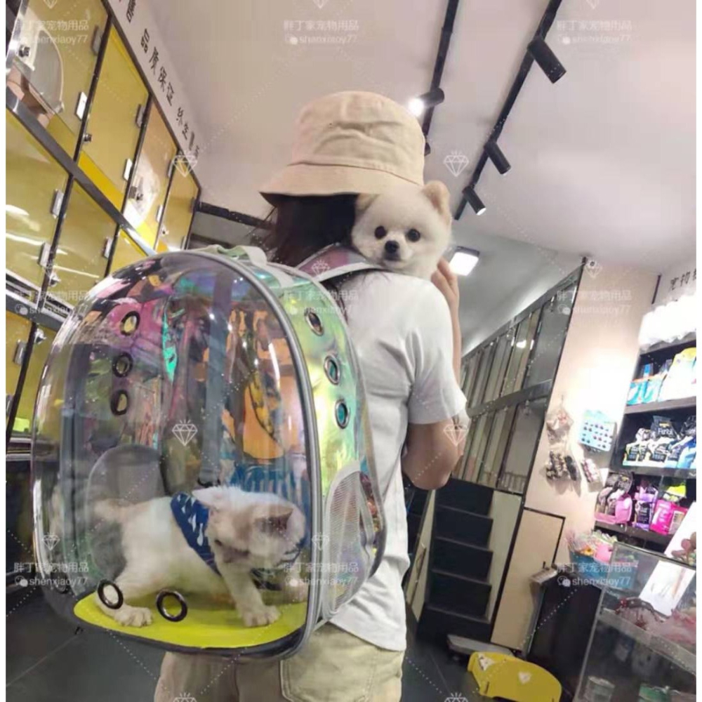 寵物包雙肩包太空艙貓包大容量狗包透氣揹包貓咪包外出便攜胸前包-細節圖4