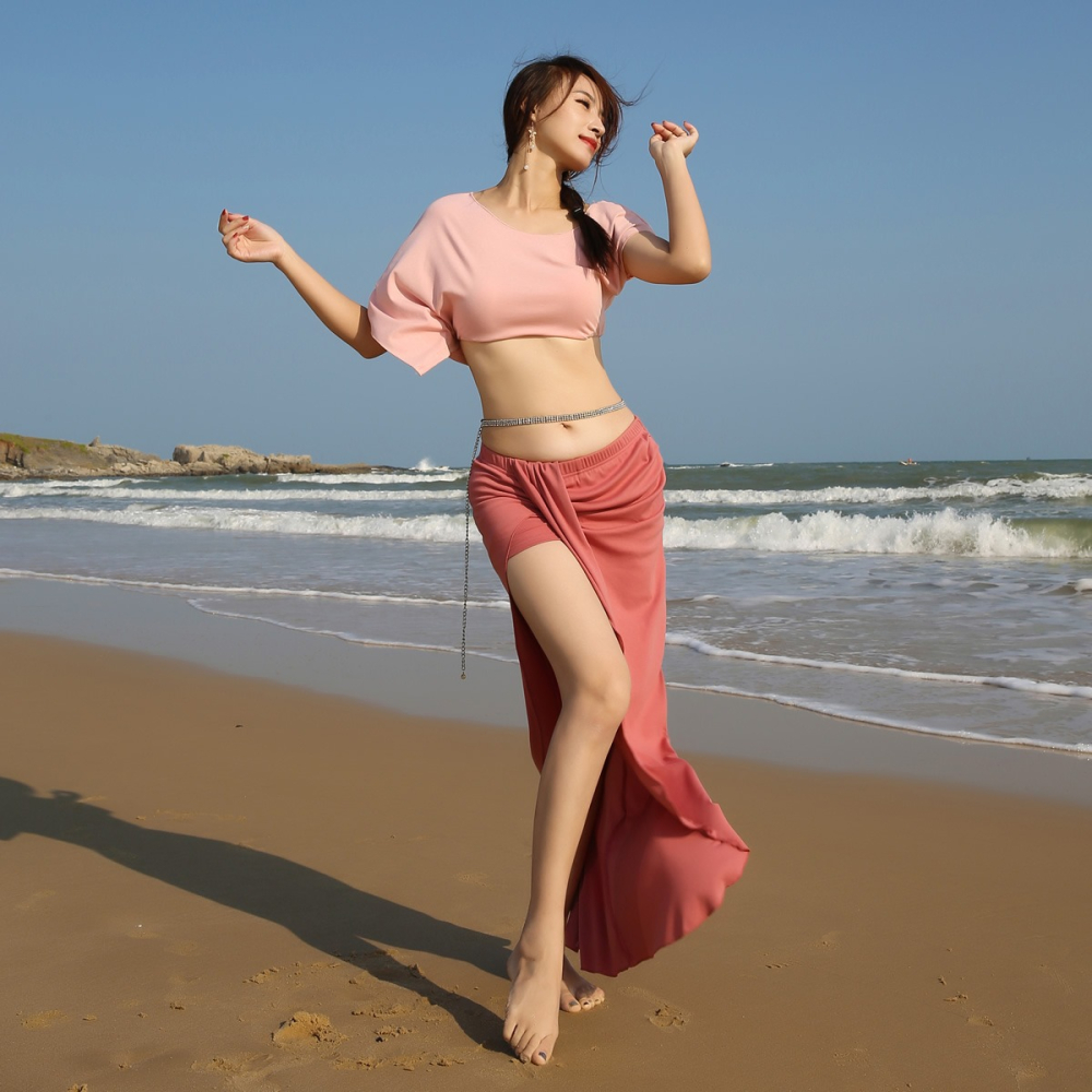 肚皮舞練功服秋冬季2022新款套裝初學者性感舞蹈服演出服裝女長裙-細節圖2