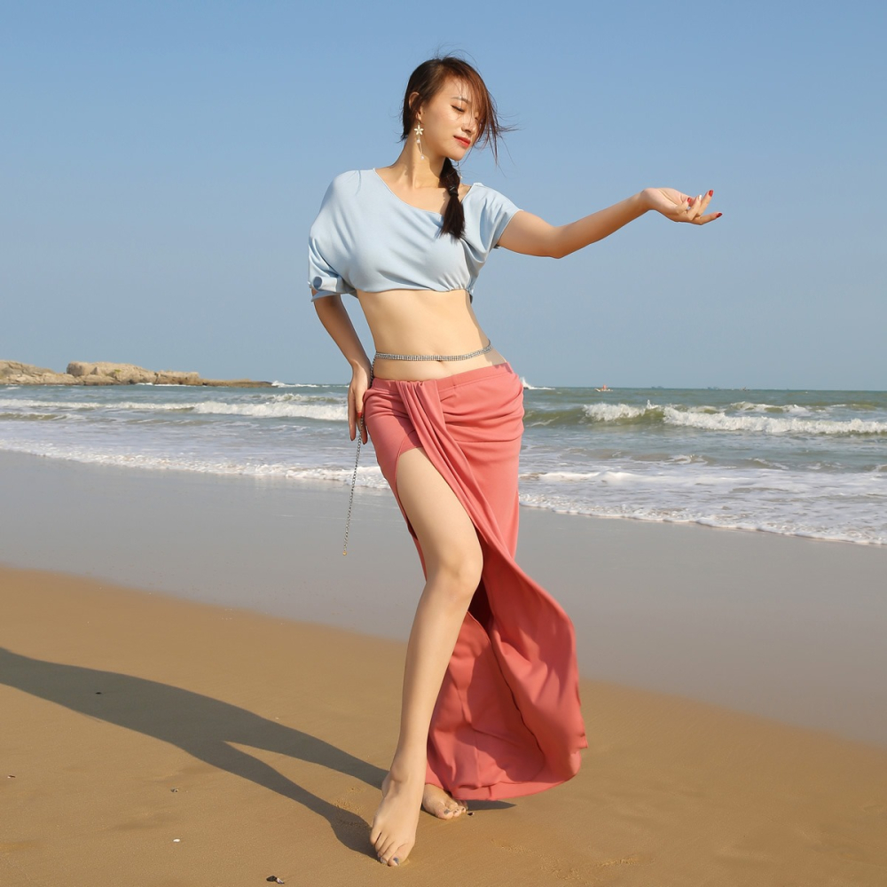 肚皮舞練功服秋冬季2022新款套裝初學者性感舞蹈服演出服裝女長裙-細節圖4
