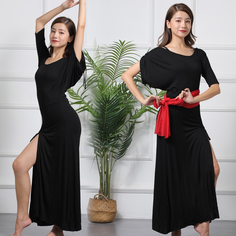 肚皮舞服東方舞練習練功服莫代爾銀絲大碼顯瘦性感演出服包郵-細節圖2