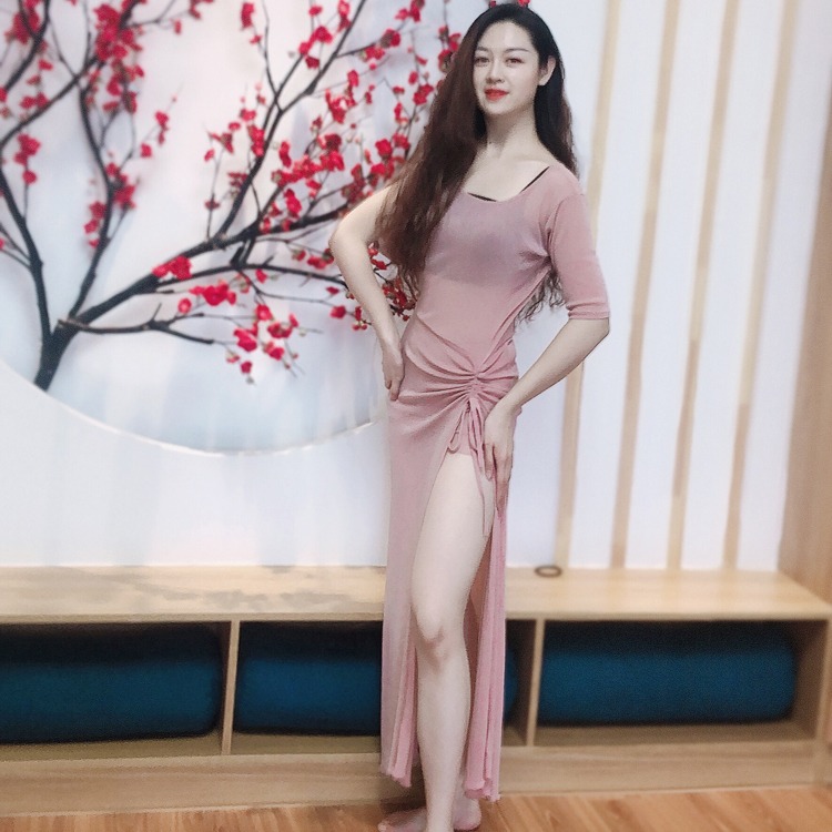 肚皮舞服東方舞練習練功服莫代爾銀絲大碼顯瘦性感演出服包郵-細節圖5
