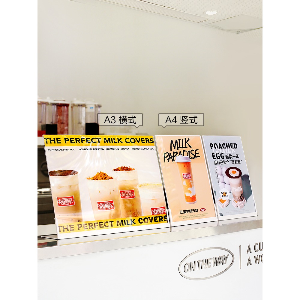 金屬菜單展示牌奶茶店點餐牌不銹鋼臺卡桌牌a4亞克力臺牌吧臺廣告牌桌面L型立牌展示板透明菜單板價格牌定製-細節圖2