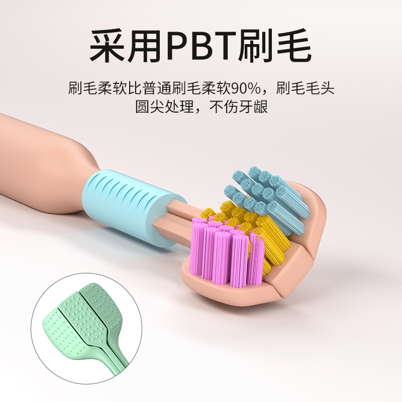 兒童成人三面牙刷清潔牙齒家庭裝立體無死角清潔軟毛三頭刮舌苔-細節圖5