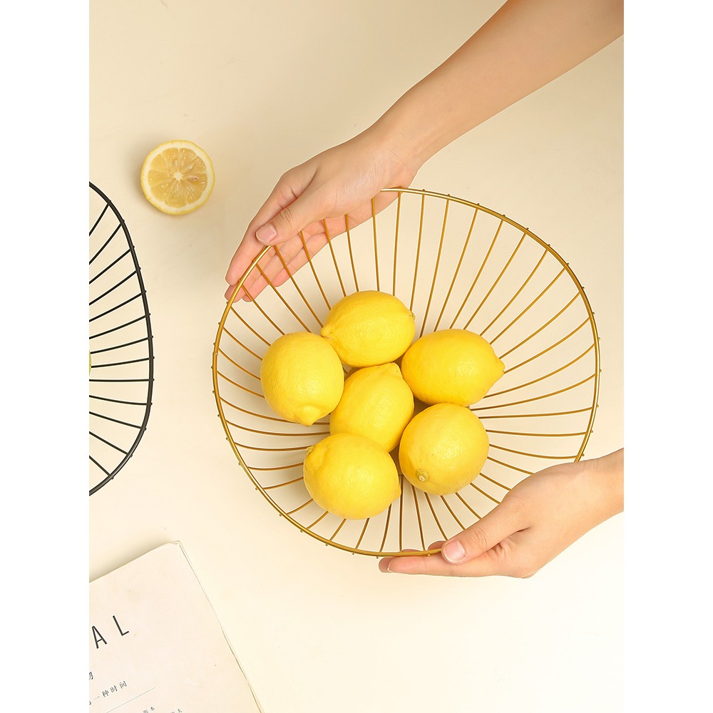 鐵藝網紅水果籃 北歐風格客廳茶幾果盤家用現代風創意零食收納籃-細節圖4