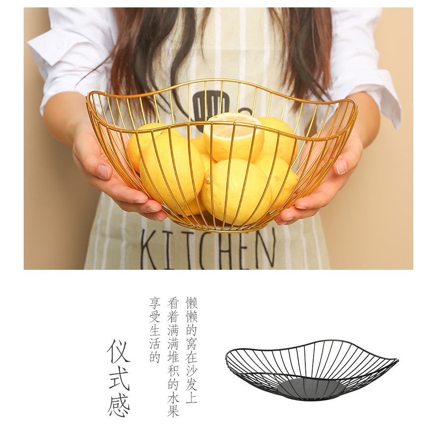 鐵藝網紅水果籃 北歐風格客廳茶幾果盤家用現代風創意零食收納籃-細節圖8