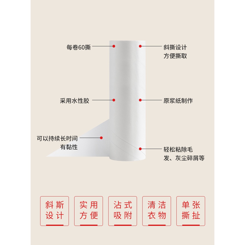 粘毛器滾筒替換紙黏毛沾毛去除毛神器衣物家用粘紙滾撕紙粘塵紙-細節圖2