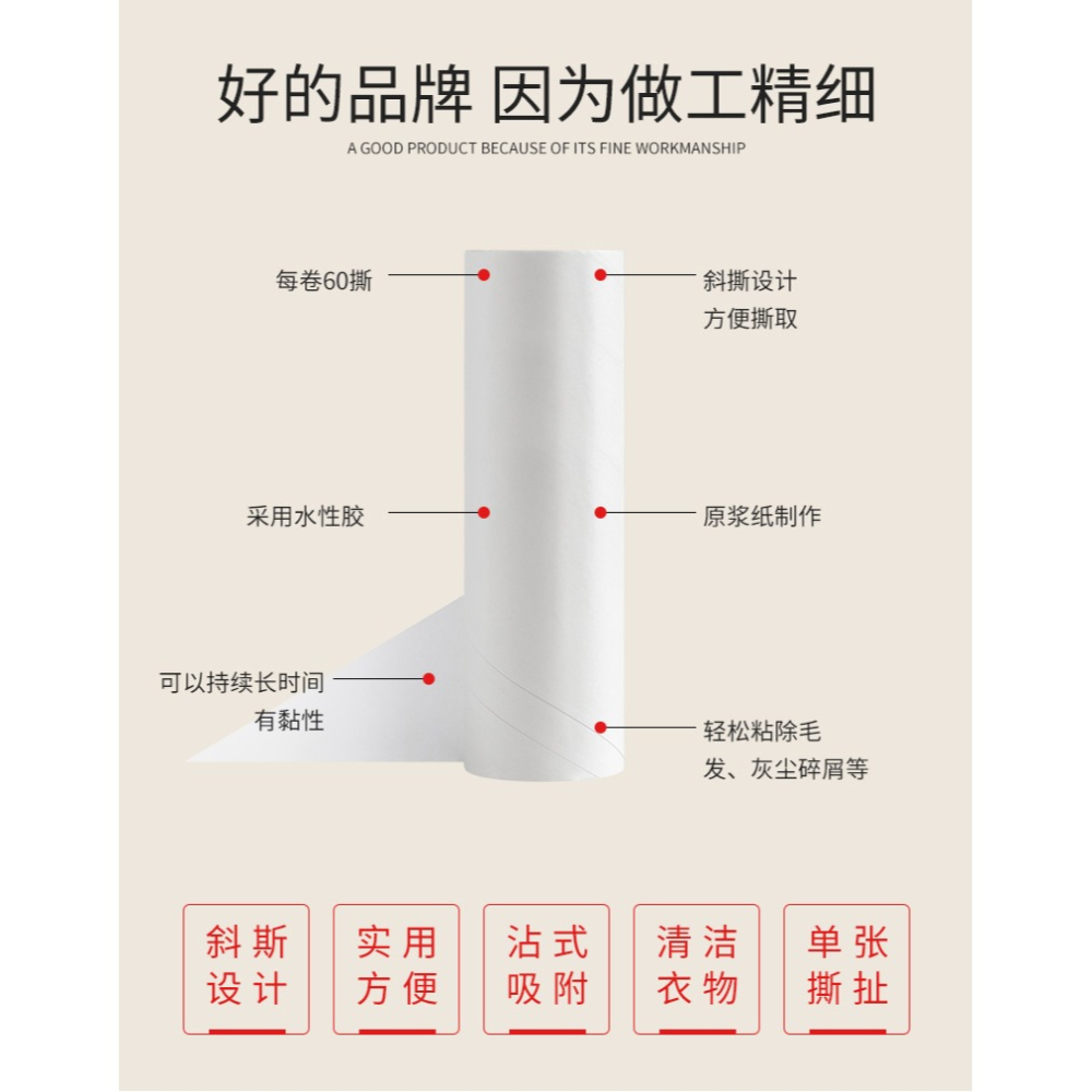 粘毛器滾筒替換紙黏毛沾毛去除毛神器衣物家用粘紙滾撕紙粘塵紙-細節圖9