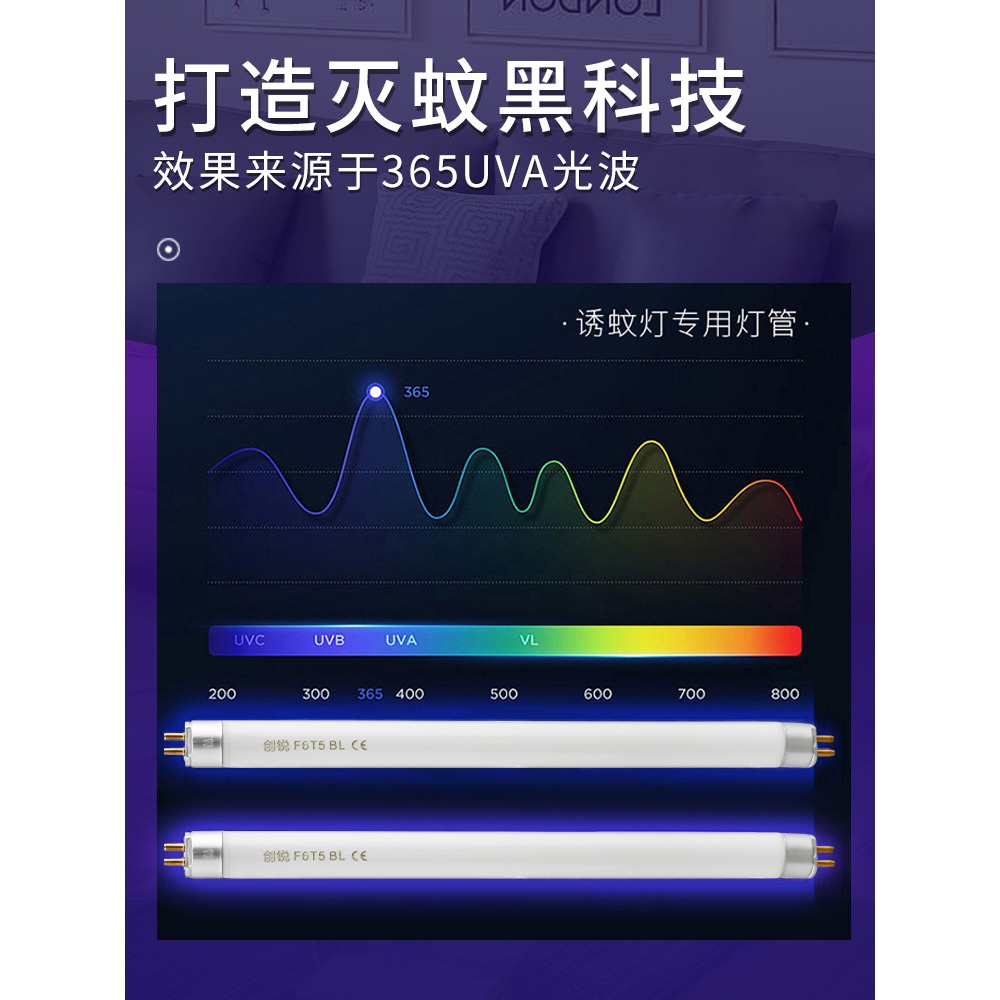 滅蚊燈管餐廳誘蚊滅蠅燈專用燈管飯店超市T5-6W8W藍紫光滅蟲燈管-細節圖4