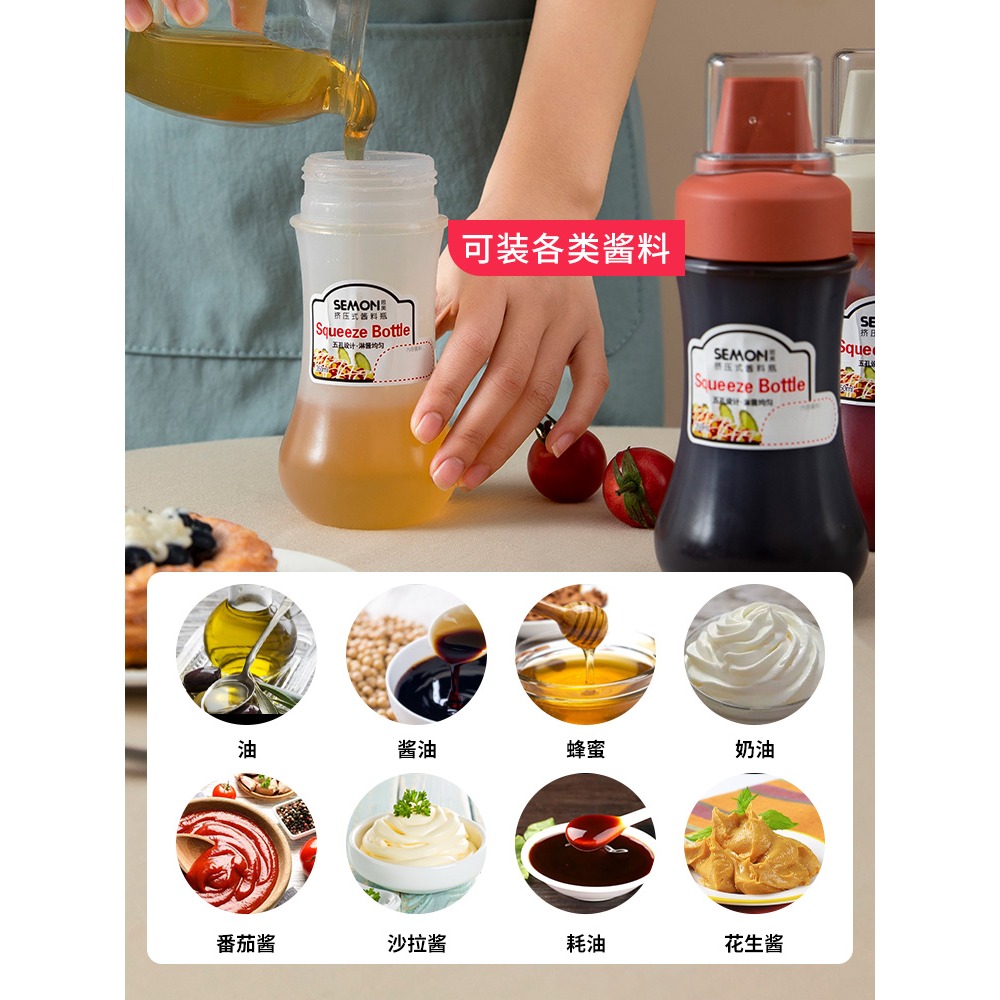 多孔擠醬瓶番茄醬沙拉醬倒置擠壓瓶塑料蜂蜜果醬廚房醬料瓶食品級-細節圖3