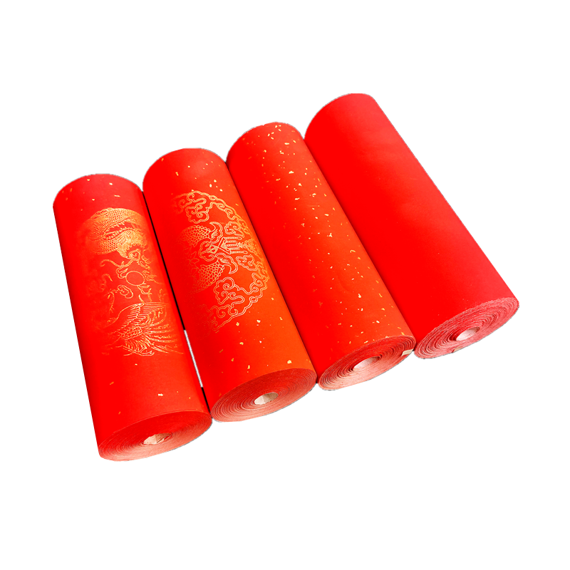 加厚萬年紅長卷對聯紅紙空白手寫春聯灑金瓦當七字宣紙半生半熟-細節圖4