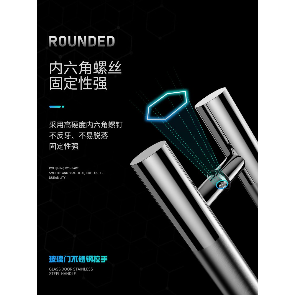 玻璃門拉手不銹鋼玫瑰黑鈦金色有無框對裝推拉地彈木門KTV門手把-細節圖3
