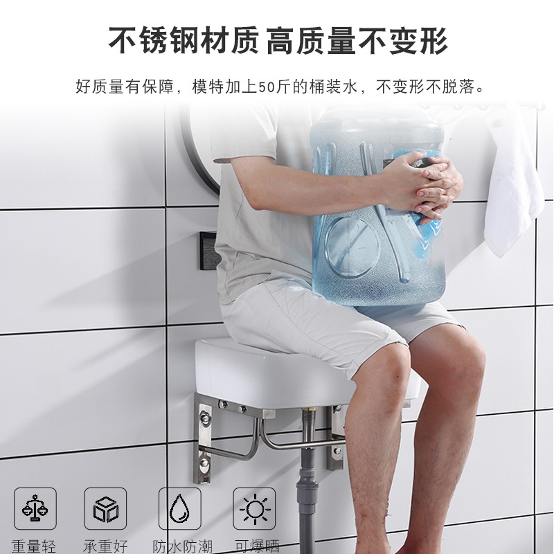 無龍頭孔掛墻盆衛生間陶瓷面盆迷你小戶型掛式洗手臺掛墻洗臉盆-細節圖3