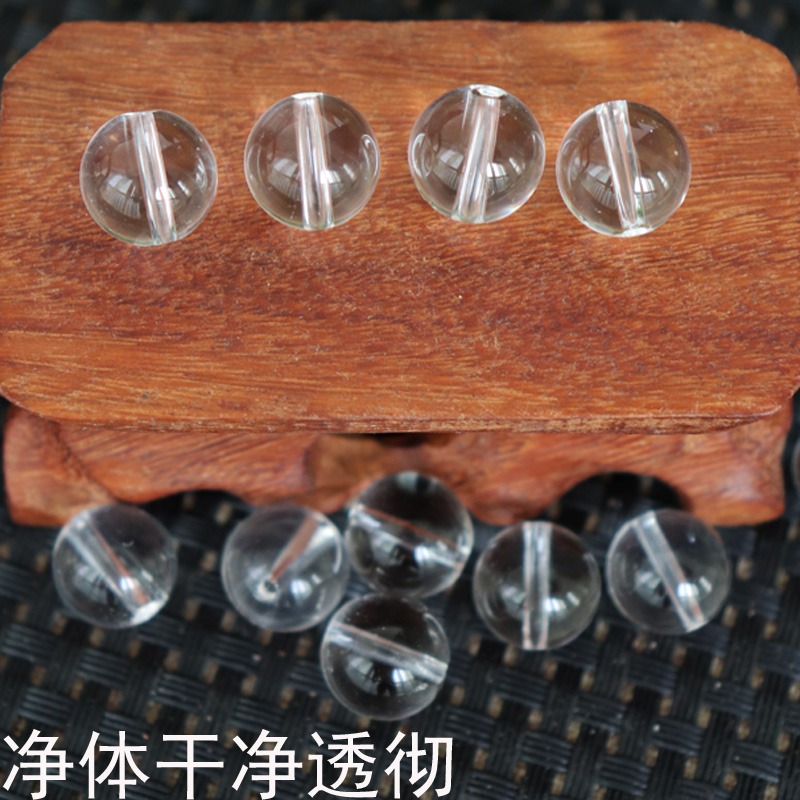 天然白水晶散珠DIY手工編織珠子佛珠串珠毛衣鏈流行飾品手鏈禮品-細節圖4