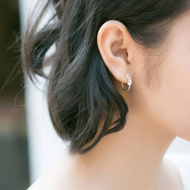 s925銀耳環女韓版時尚簡約線條繩結耳扣氣質小耳圈耳飾品-細節圖2