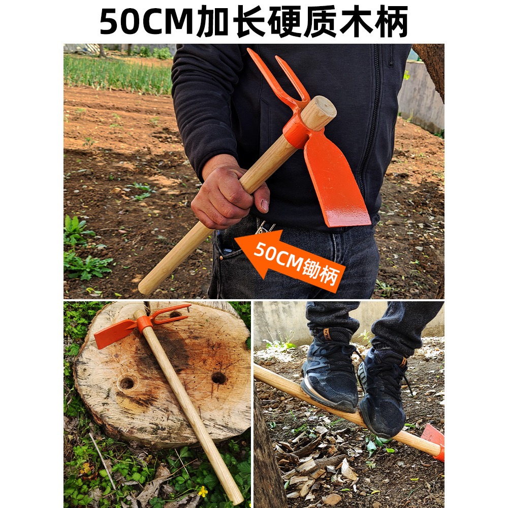小鋤頭家用種菜除草神器戶外二齒鋤挖地翻鬆土挖筍農用工具大全-細節圖4