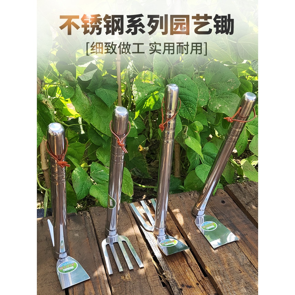 小鋤頭家用種菜除草神器戶外挖地農用工具鬆土不銹鋼園藝工具趕海-細節圖5
