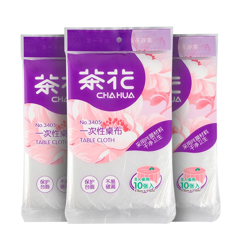 茶花一次性桌布圓桌塑料長方形薄膜家用加厚野餐正方形婚慶派對-細節圖2