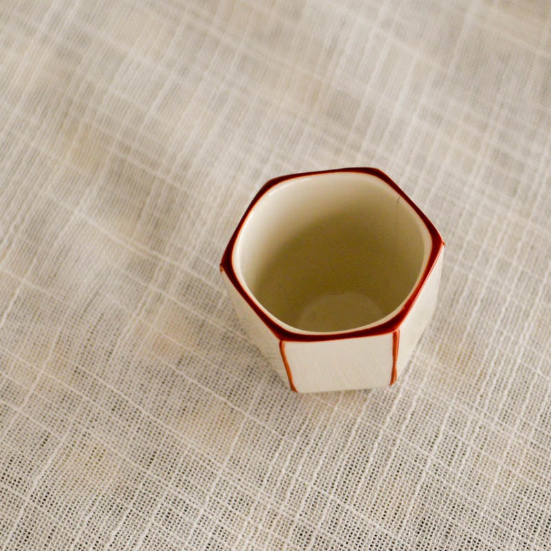 【B18】日式清酒杯小口杯ins風清新陶瓷六角小茶杯-細節圖5