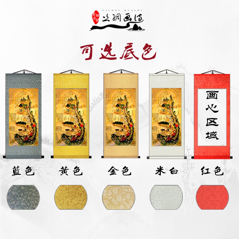 黃帝內經絲綢卷軸掛畫修真火候圖國畫八卦裝飾心經修真圖道家中醫-細節圖3