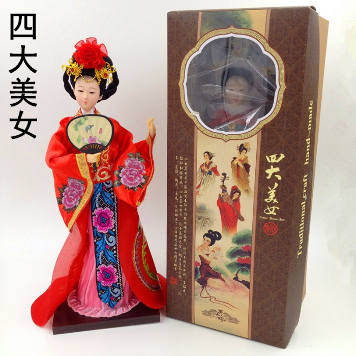 老北京絹人中國傳統手工藝品北京特色禮品送老外四大美女娟人擺件-細節圖4