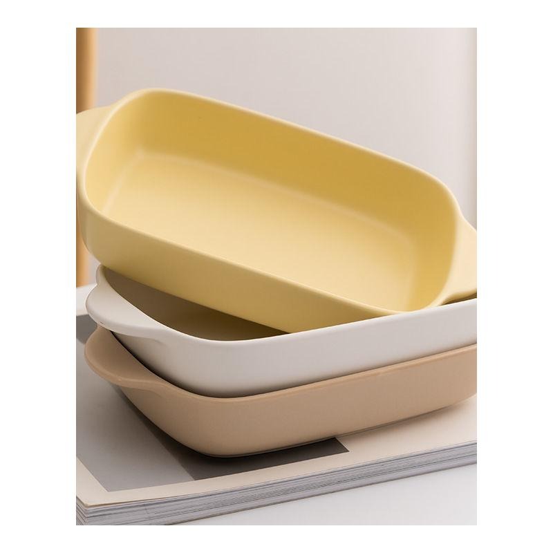 簡約ins風手柄烤盤烤碗家用焗飯雙耳烤盤烘焙烤箱專用早餐沙拉碗-細節圖5
