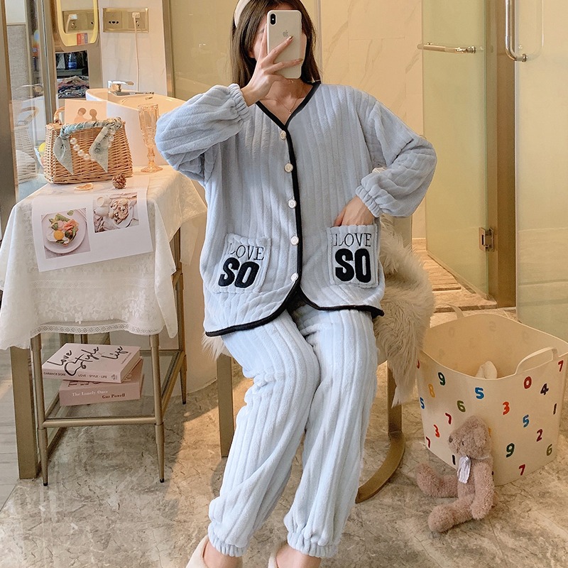 睡衣女冬季珊瑚絨加厚加絨保暖可愛可外穿年新款法蘭絨秋冬天-細節圖4