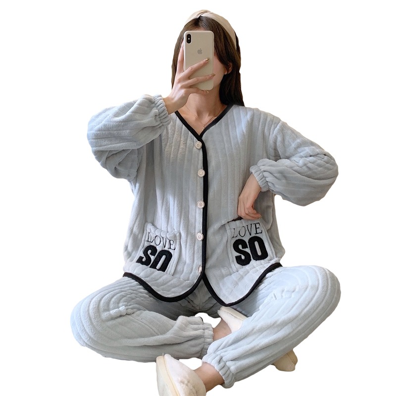 睡衣女冬季珊瑚絨加厚加絨保暖可愛可外穿年新款法蘭絨秋冬天-細節圖5