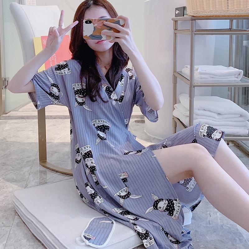 睡裙女夏季薄款日式和服浴袍甜美可愛日系帶睡衣女款長款過膝睡袍-細節圖8