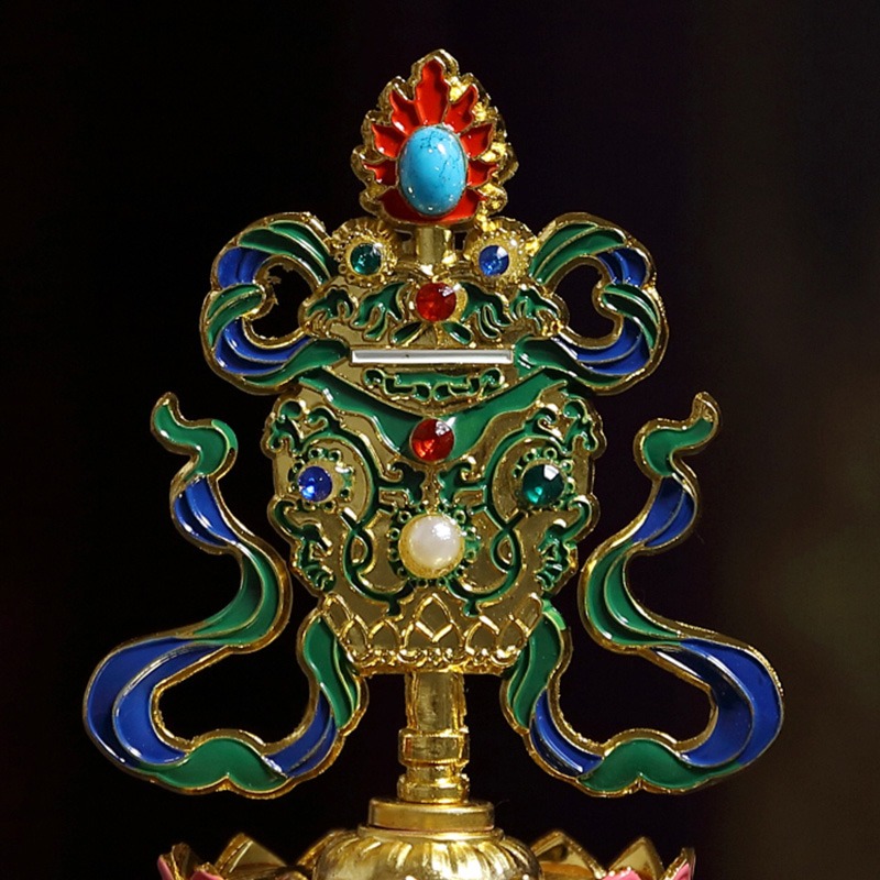 西藏鍍金大蓮花座八吉祥擺件  供佛密宗法器裝飾吉祥八寶擺件-細節圖3